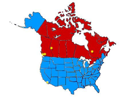 Map Of Us And Canada. Map:US-Canada Market